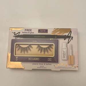 Tarte Peace, Love, & Lashes Eye Set with Double Take Eyeliner, and Glue.